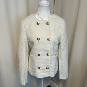 DYNAMITE Double Breasted Tweed Blazer in Ivory